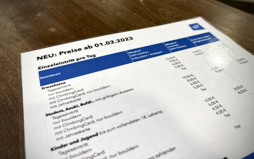 Preisanpassung zum 01.02.2023